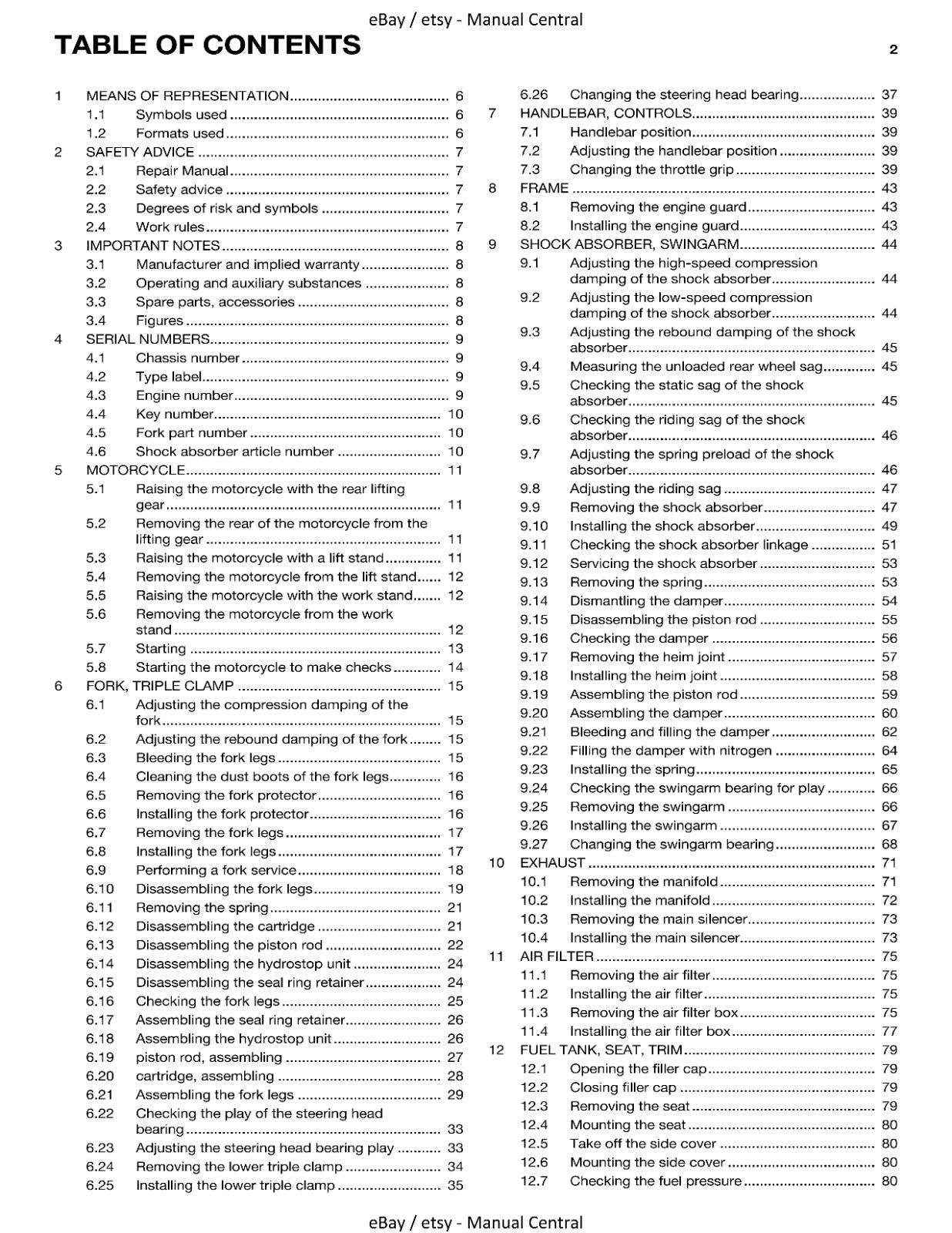 HUSQVARNA 701 ENDURO EU 2016 REPAIR WORKSHOP SERVICE MANUAL REPRINTED COMB BOUND