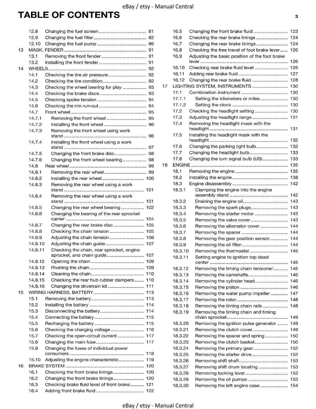 HUSQVARNA 701 ENDURO EU 2016 REPAIR WORKSHOP SERVICE MANUAL REPRINTED COMB BOUND