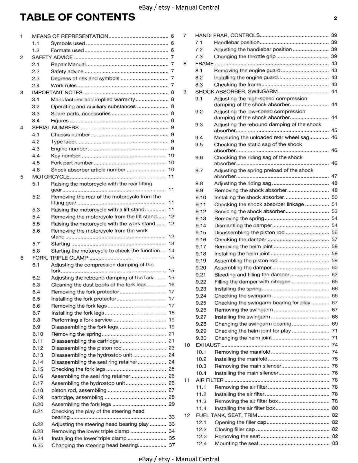 HUSQVARNA 701 ENDURO EU 2017 REPAIR WORKSHOP SERVICE MANUAL REPRINTED COMB BOUND