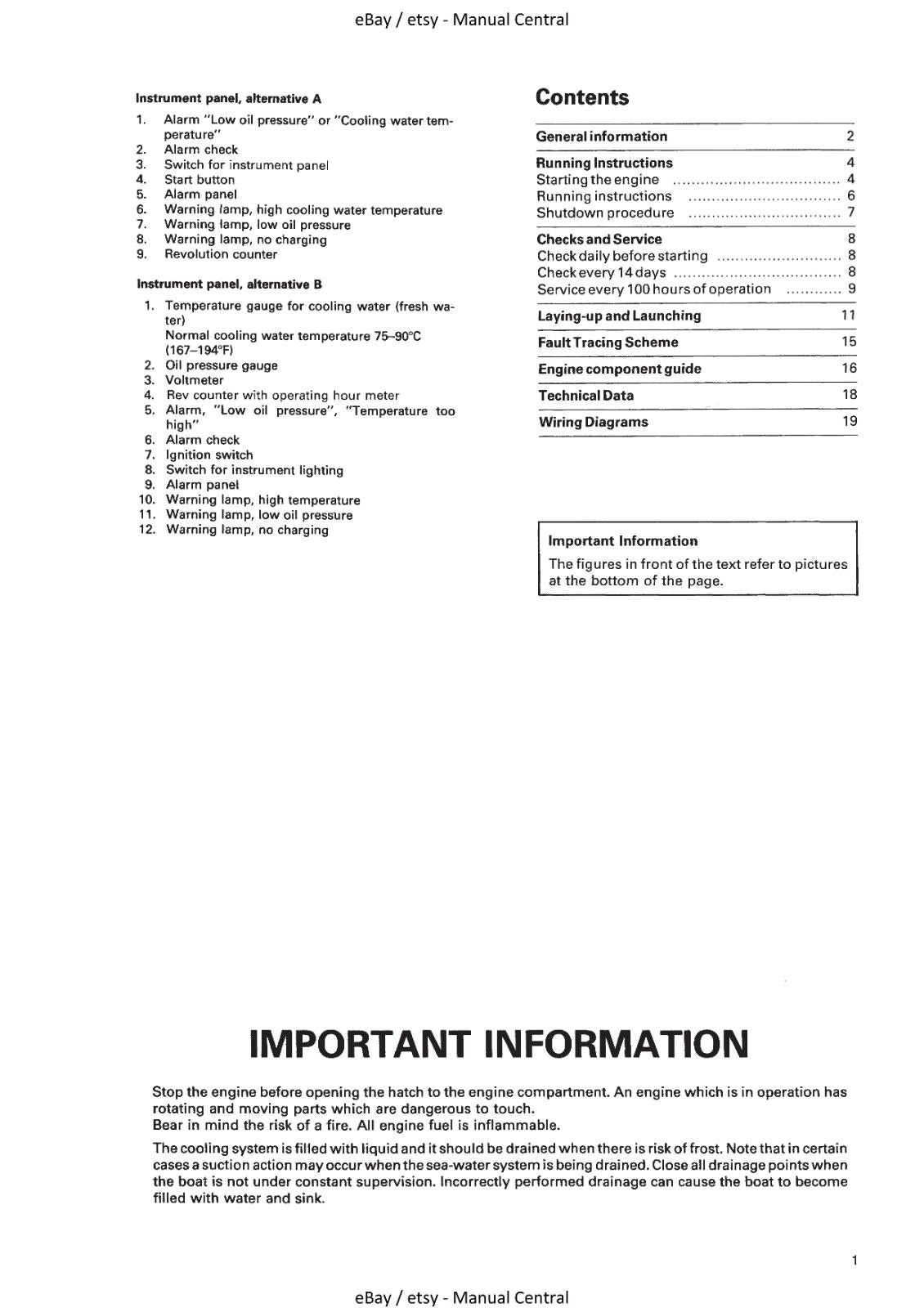 VOLVO PENTA ENGINE 2001 2002 2003 2003T OPERATOR MANUAL