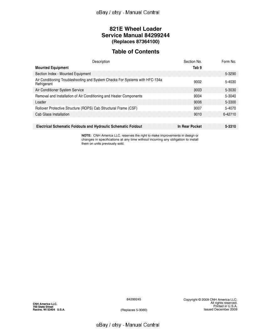 CASE WHEEL LOADER 821E TIER 3 WORKSHOP SERVICE REPAIR MANUAL 2009 REVISION