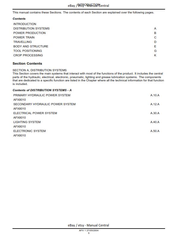 CASE AFX 8010 WORKSHOP SERVICE REPAIR MANUAL 2004 EDITION