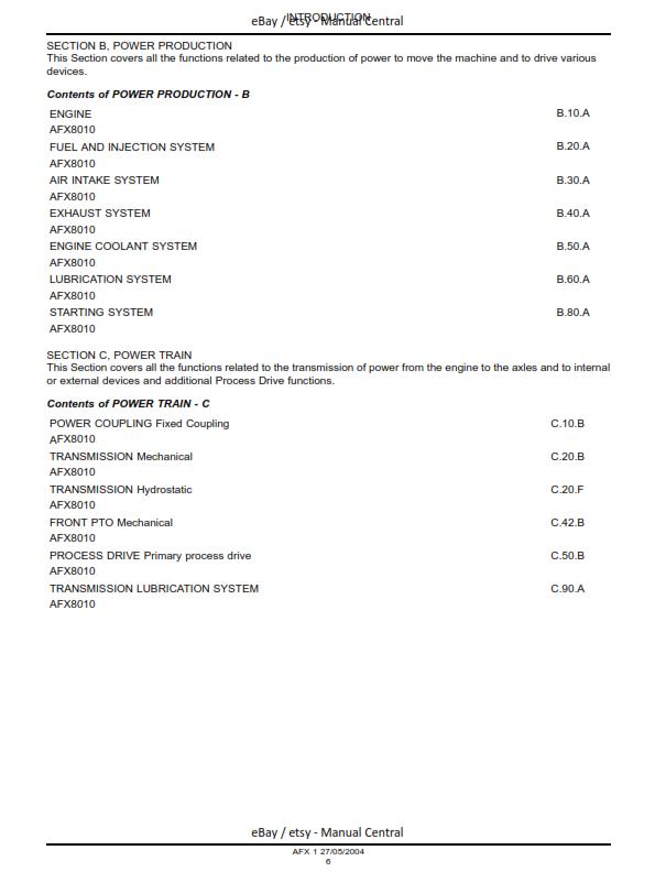 CASE AFX 8010 WORKSHOP SERVICE REPAIR MANUAL 2004 EDITION