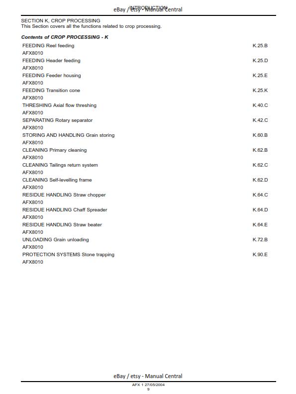 CASE AFX 8010 WORKSHOP SERVICE REPAIR MANUAL 2004 EDITION