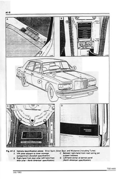 ROLLS ROYCE BENTLEY SILVER SPIRIT SPUR MULSANNE CORNICHE EIGHT SERVICE TSD4400