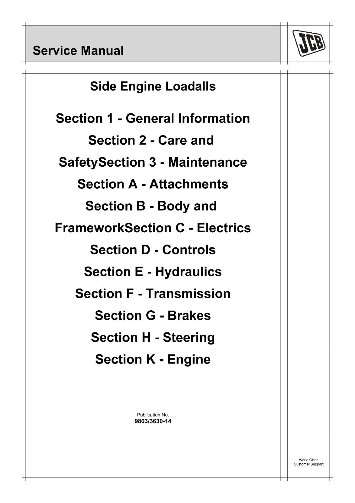 JCB 540-70 (FROM S/N 771065) SERVICE WORKSHOP MANUAL- SIDE ENGINE LOADALL