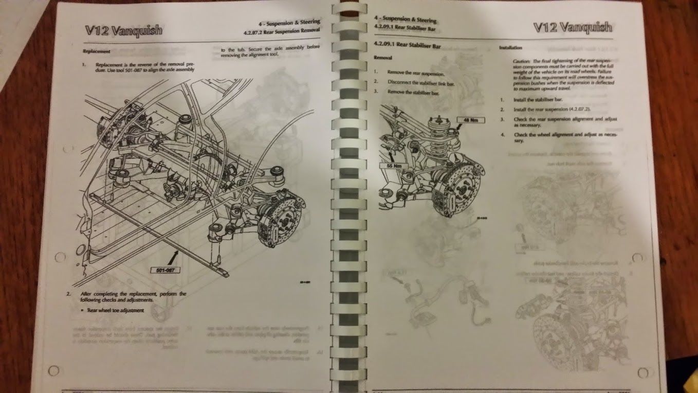 ASTON MARTIN V12 VANQUISH 01-07 PARTS WORKSHOP & OBD MANUAL SET REPRINTED