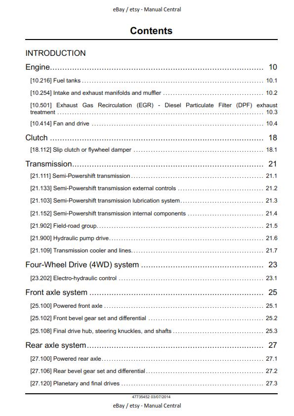 CASE TRACTOR FARMALL 95U 105U 115U WORKSHOP SERVICE REPAIR MANUAL 2014 EDITION