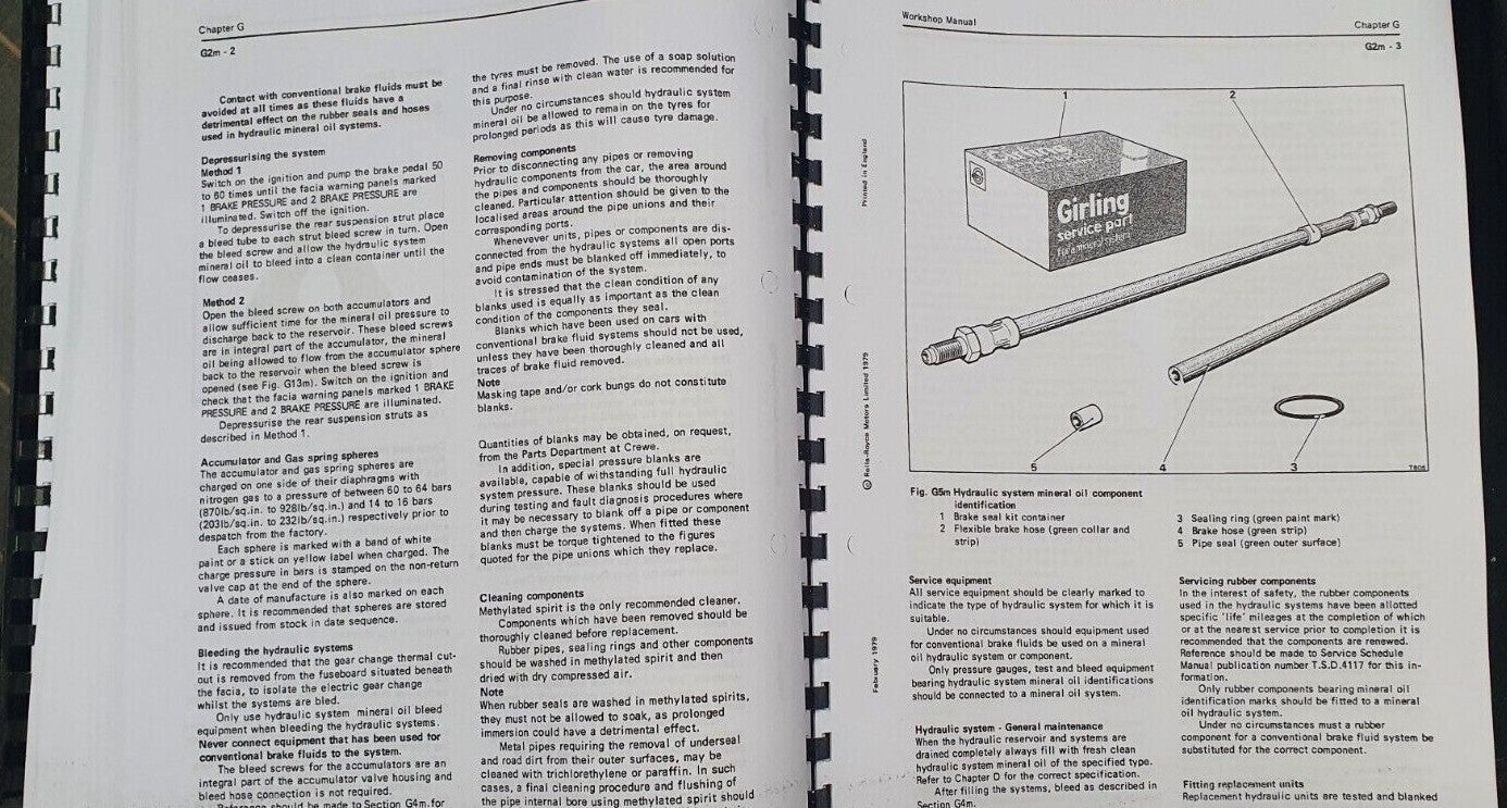 ROLLS ROYCE CAMARGUE / BENTLEY T2 / CORNICHE WORKSHOP 1977 - 1980 TSD4200
