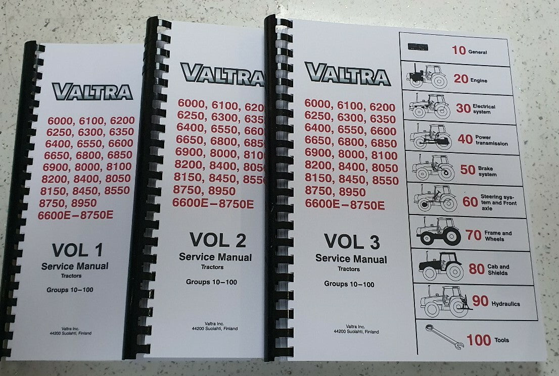 VALTRA TRACTOR 6000 - 8950 WORKSHOP SERVICE MANUAL 2002 EDITION REPRINT