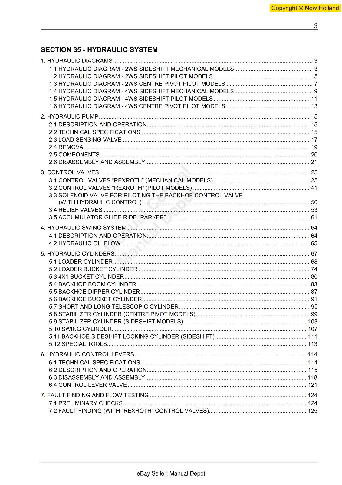 NEW HOLLAND B110 B115 REPAIR WORKSHOP SERVICE MANUAL REPRINTED COMB BOUND