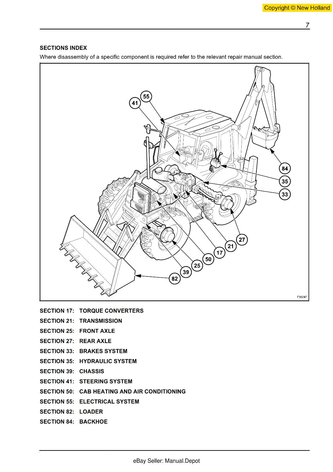 NEW HOLLAND B110 B115 REPAIR WORKSHOP SERVICE MANUAL REPRINTED COMB BOUND