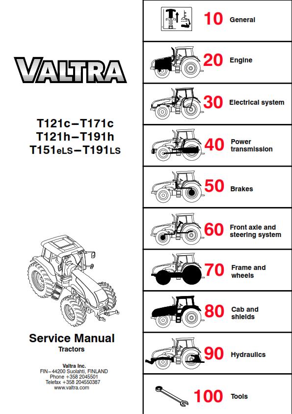 VALTRA T121C T171C T121H T191H T151ELS T191LS WORKSHOP SERVICE MANUAL REPRINT