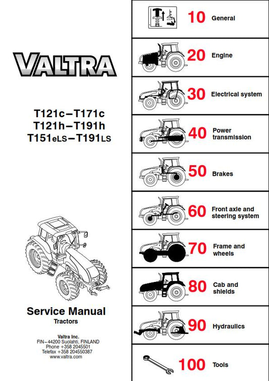 VALTRA T121C T171C T121H T191H T151ELS T191LS WORKSHOP SERVICE MANUAL REPRINT
