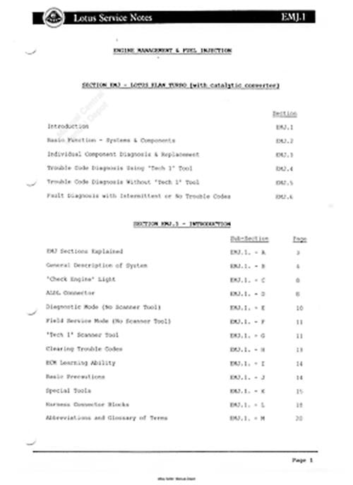 LOTUS ELAN M100 SERVICE MANUAL INCLUDING EMJ EMK EML MJ SECTIONS REPRINTED