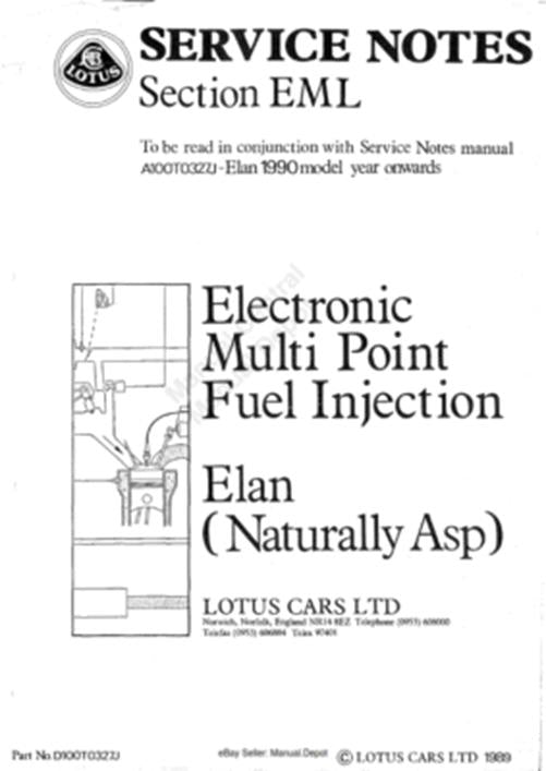 LOTUS ELAN M100 SERVICE MANUAL INCLUDING EMJ EMK EML MJ SECTIONS REPRINTED