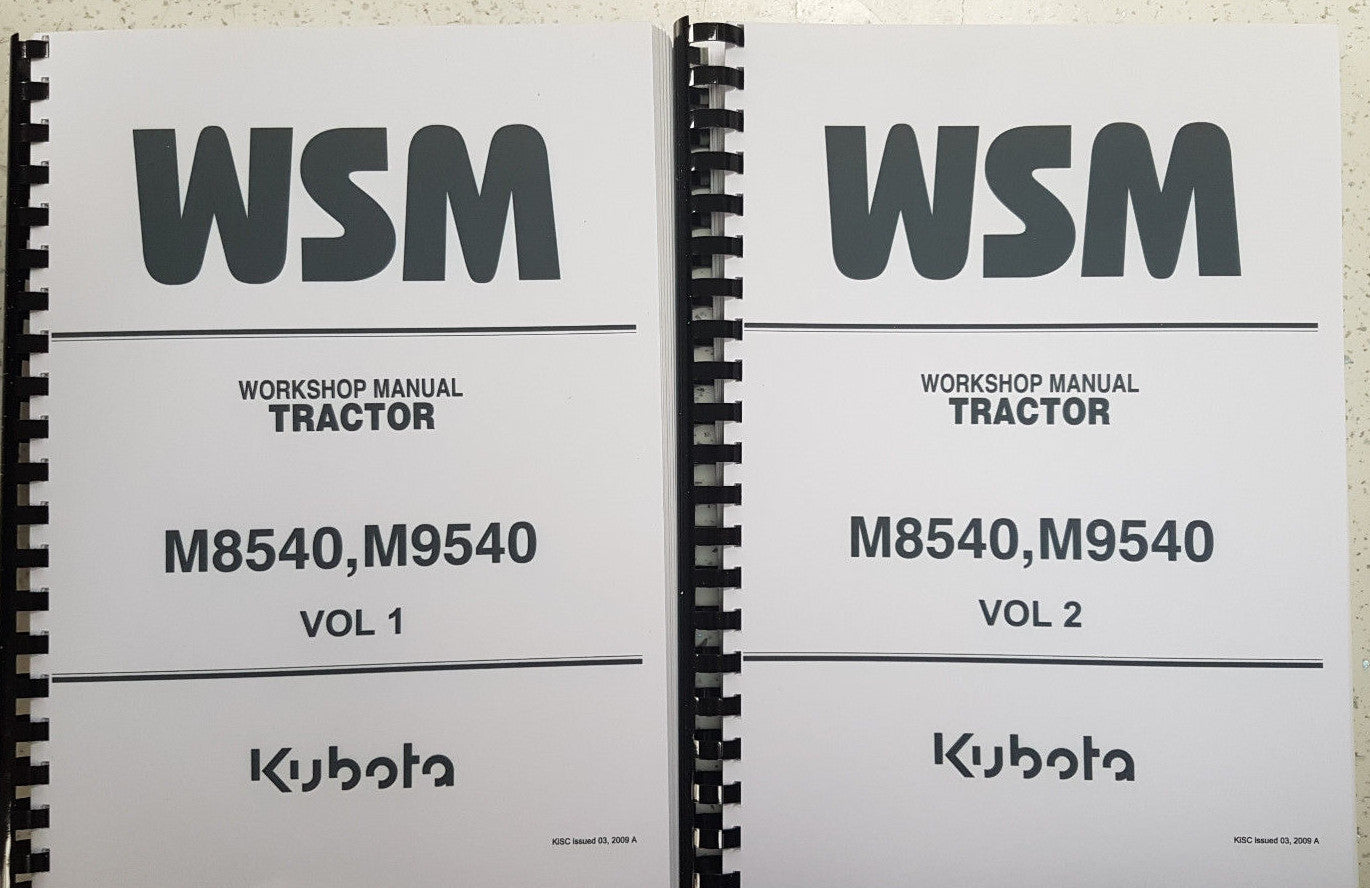 KUBOTA M8540 M9540 TRACTOR WORKSHOP MANUAL REPRINTED 2009 EDITION COMB BOUND