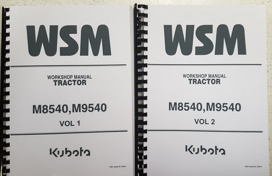 KUBOTA M8540 M9540 TRACTOR WORKSHOP MANUAL REPRINTED 2009 EDITION COMB BOUND