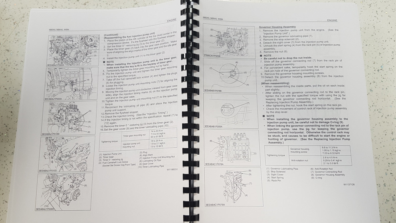 KUBOTA M8540 M9540 TRACTOR WORKSHOP MANUAL REPRINTED 2009 EDITION COMB BOUND
