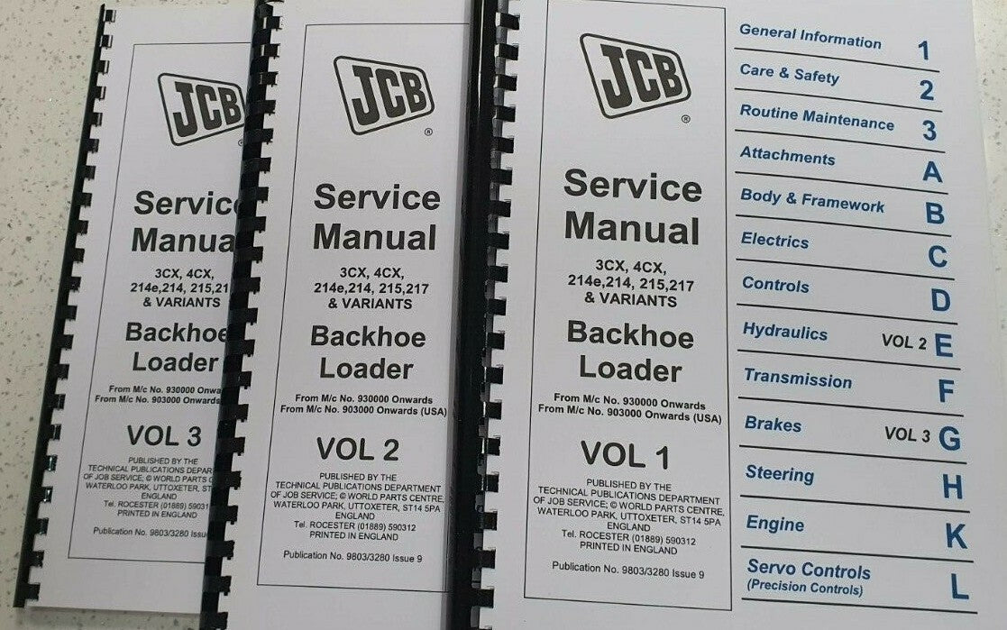 JCB 3CX 4CX 214E 214 215 217 & VARIANTS BACKHOE LOADER SERVICE 2002 TO 2008
