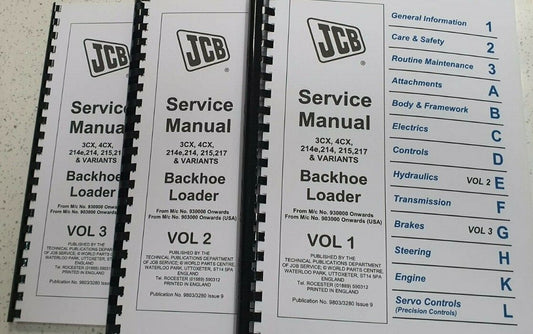 JCB 3CX 4CX 214E 214 215 217 & VARIANTS BACKHOE LOADER SERVICE 2002 TO 2008