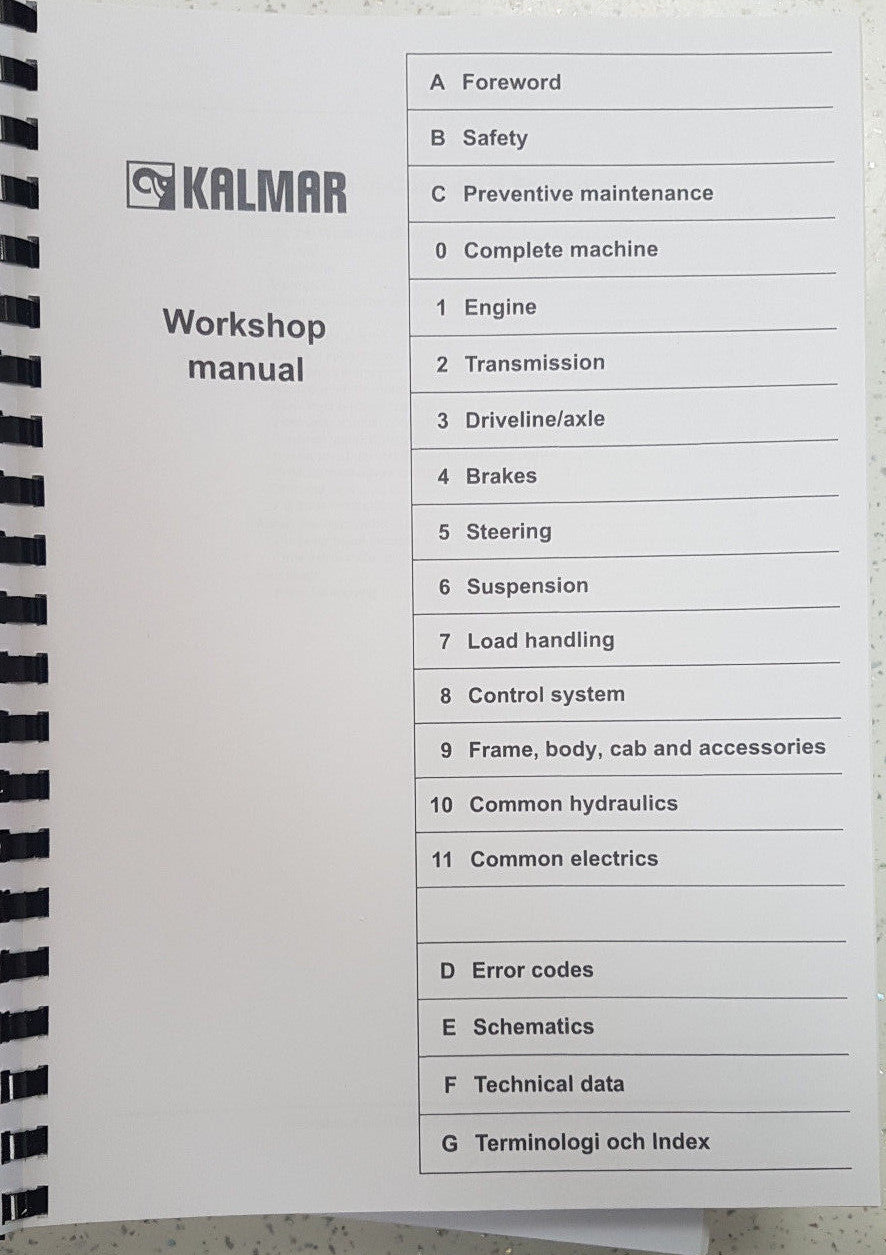KALMAR DCE 90–180 DCE 70-32E3 DCE70-35E4 WORKSHOP SERVICE MANUAL REPRINTED 2006