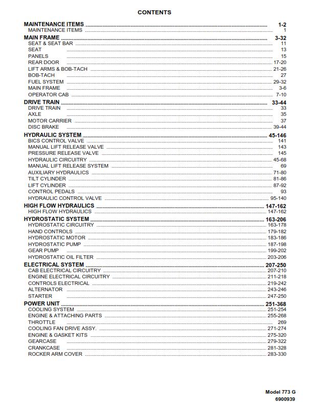 BOBCAT 773 G SERIES PARTS MANUAL REPRINTED COMB BOUND 2009 EDITION