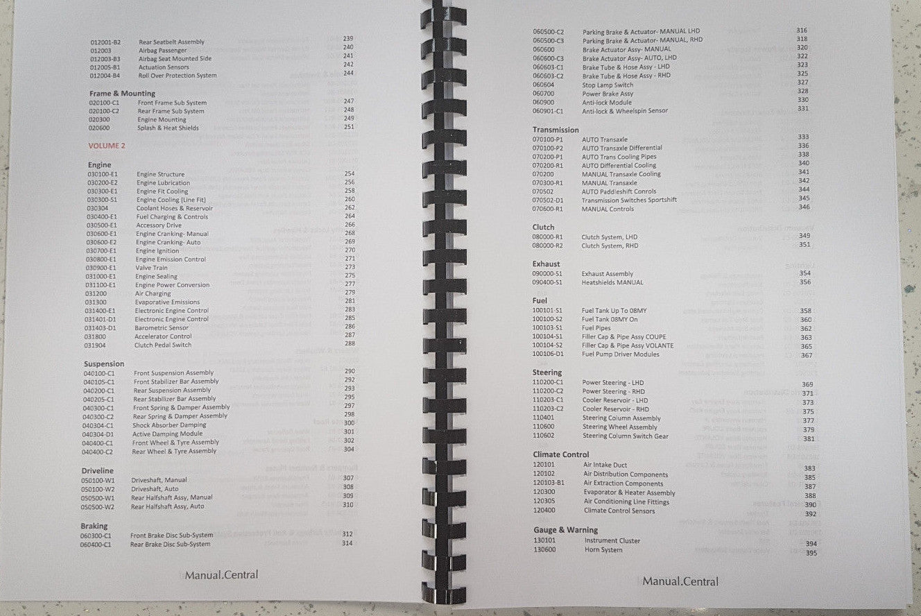 ASTON MARTIN DBS COUPE & VOLANTE PARTS MANUAL REPRINTED 2008 - 2012