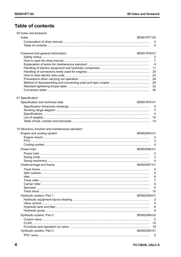 KOMATSU PC138US PC138USLC EXCAVATOR WORKSHOP SHOP MANUAL REPRINTED COMB BOUND