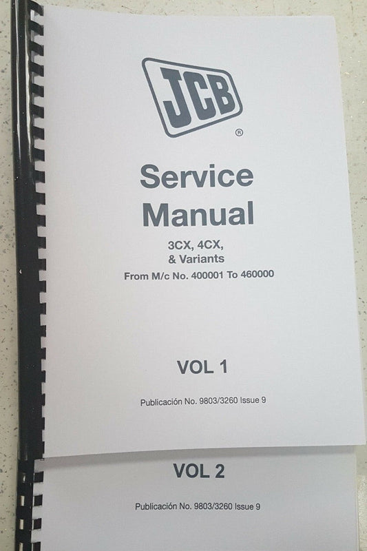 JCB 3CX 4CX  & VARIANTS SERVICE MANUAL REPRINTED COMB BOUND