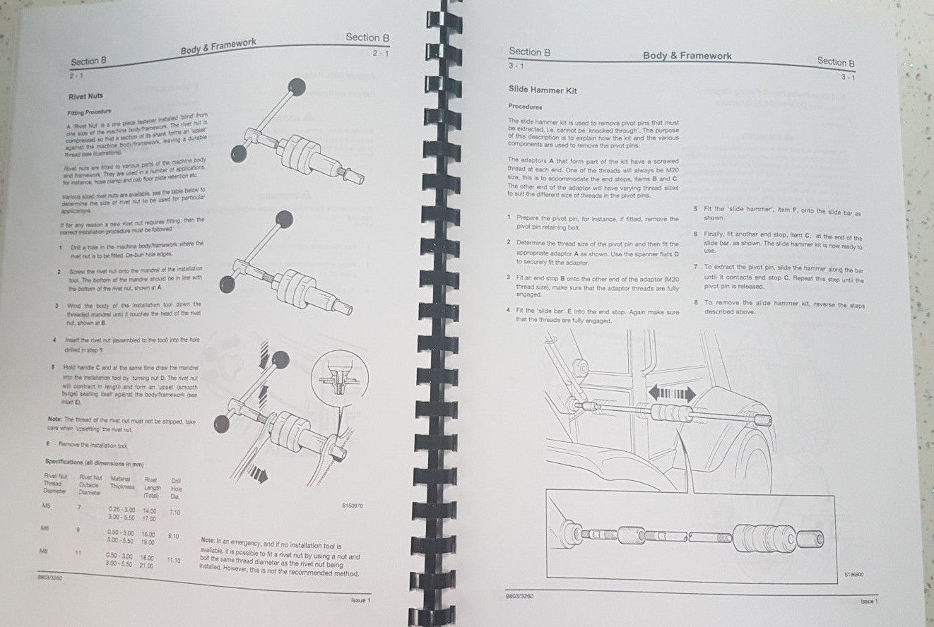 JCB 3CX 4CX  & VARIANTS SERVICE MANUAL REPRINTED COMB BOUND