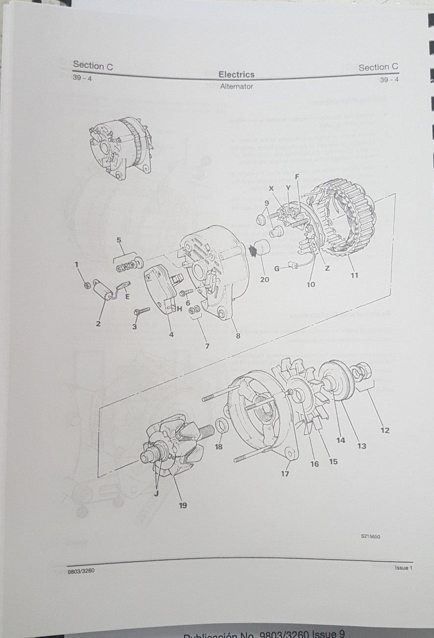 JCB 3CX 4CX  & VARIANTS SERVICE MANUAL REPRINTED COMB BOUND