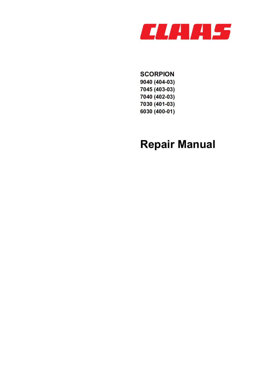 CLAAS SCORPION 9040 7045 7040 7030 6030 REPAIR WORKSHOP PRINTED COMB BOUND