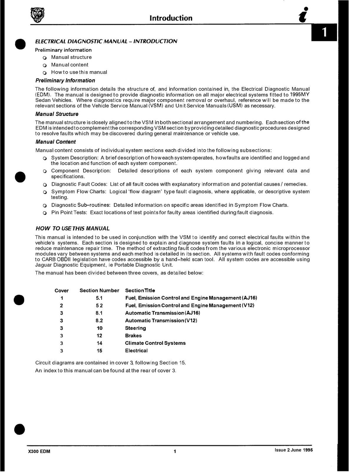 JAGUAR XJ6 (X300) ELECTRICAL DIAGNOSTIC MANUAL 3 VOLS 1995 - REPRINT COMB BOUND