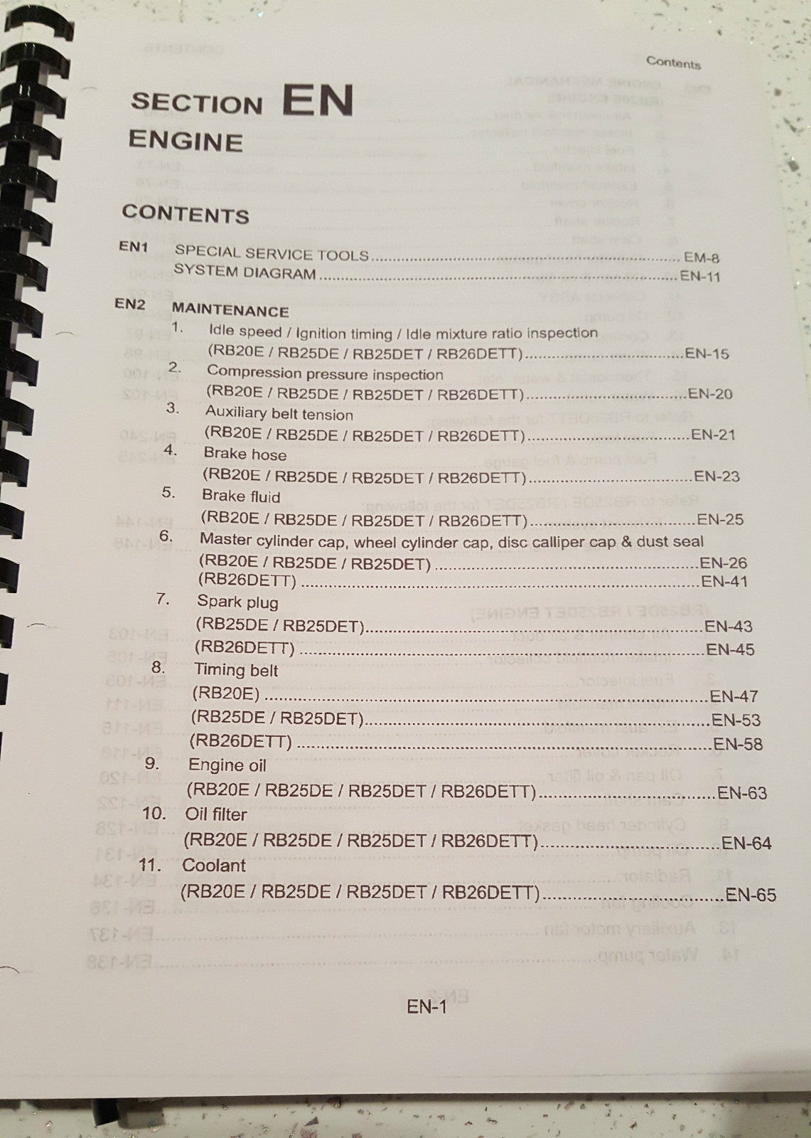 NISSAN R33 SKYLINE ENGINE MANUAL RB20E RB25DE RB25DET RB26DETT