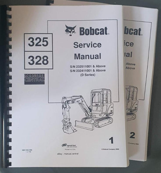 BOBCAT 325 328 SERVICE WORKSHOP MANUAL D SERIES 2006 EDITION REPRINTED