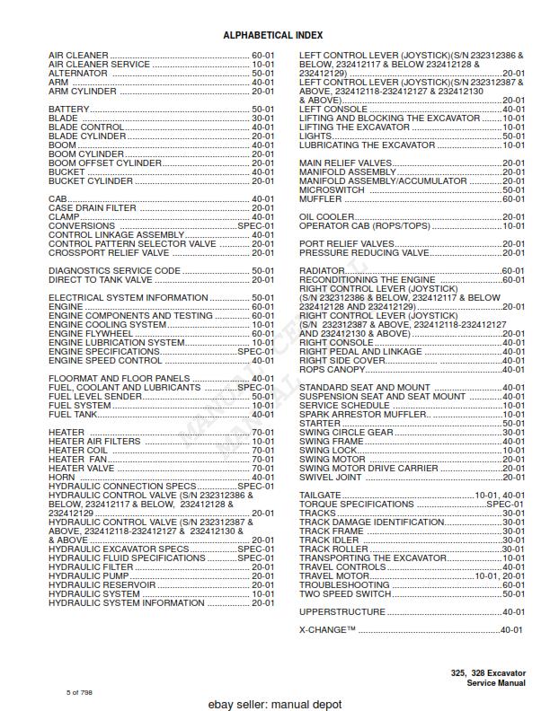 BOBCAT 325 328 SERVICE WORKSHOP MANUAL D SERIES 2006 EDITION REPRINTED