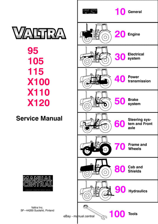VALTRA TRACTOR95 15 115 X100 X110 X120 WORKSHOP SERVICE MANUAL 2004 EDITION