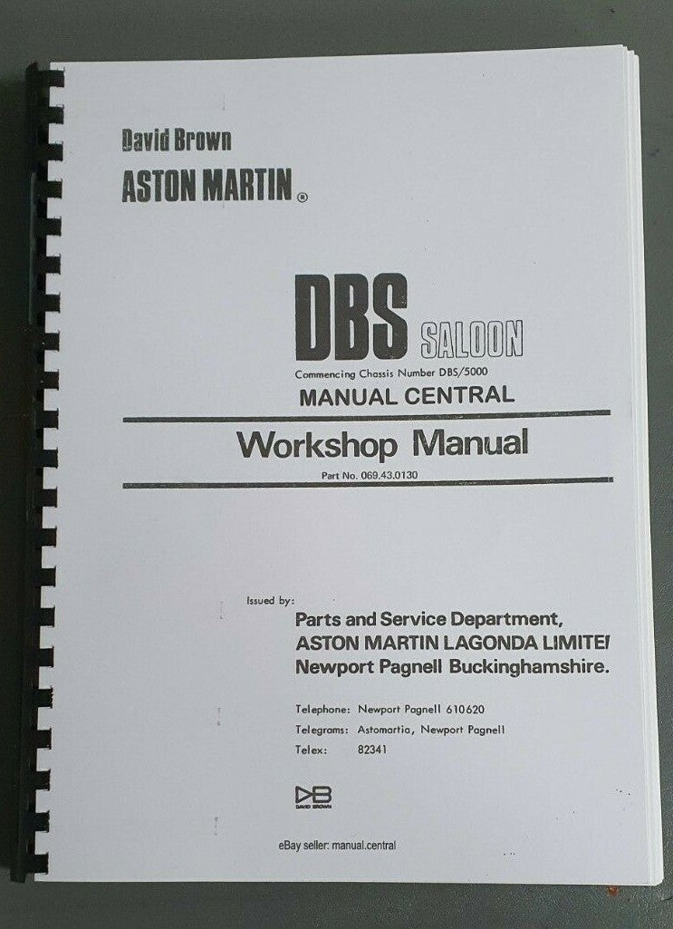 ASTON MARTIN DBS SALOON WORKSHOP REPAIR MANUAL REPRINTED A4 COMB BOUND ...