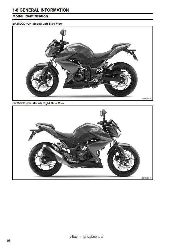 KAWASAKI MOTORCYCLE Z250 ABS SERVICE MANUAL 2013 to 2015