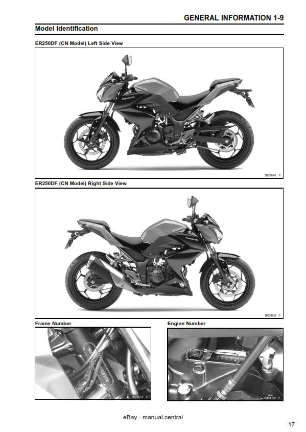 KAWASAKI MOTORCYCLE Z250 ABS SERVICE MANUAL 2013 to 2015