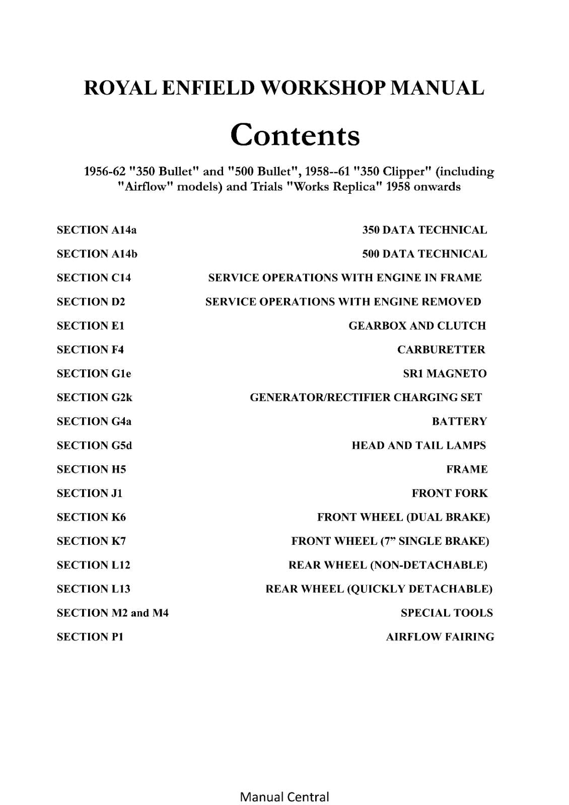 ROYAL ENFIELD 350 500 BULLET 350 CLIPPER REPAIR WORKSHOP SERVICE MANUAL REPRINT