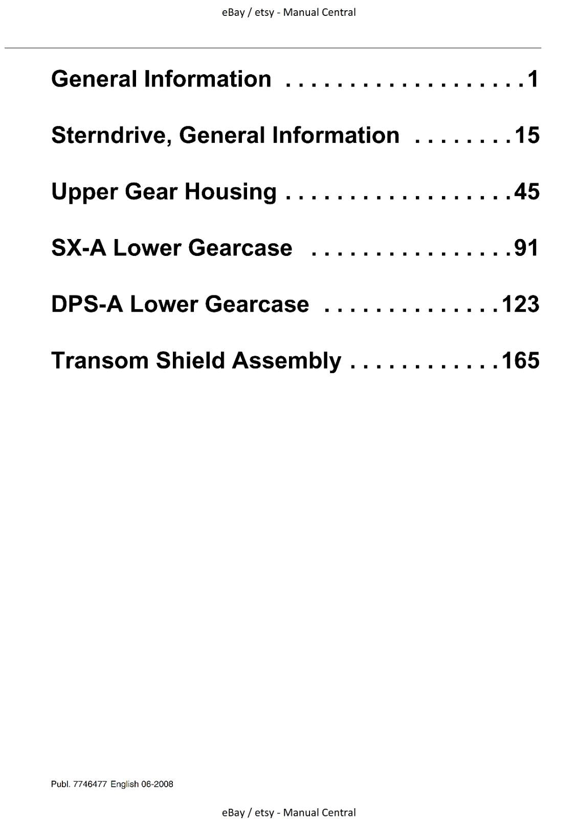 VOLVO PENTA STERNDRIVE & TRANSOM SHIELD SX-A DPS-A WORKSHOP SERVICE REPAIR