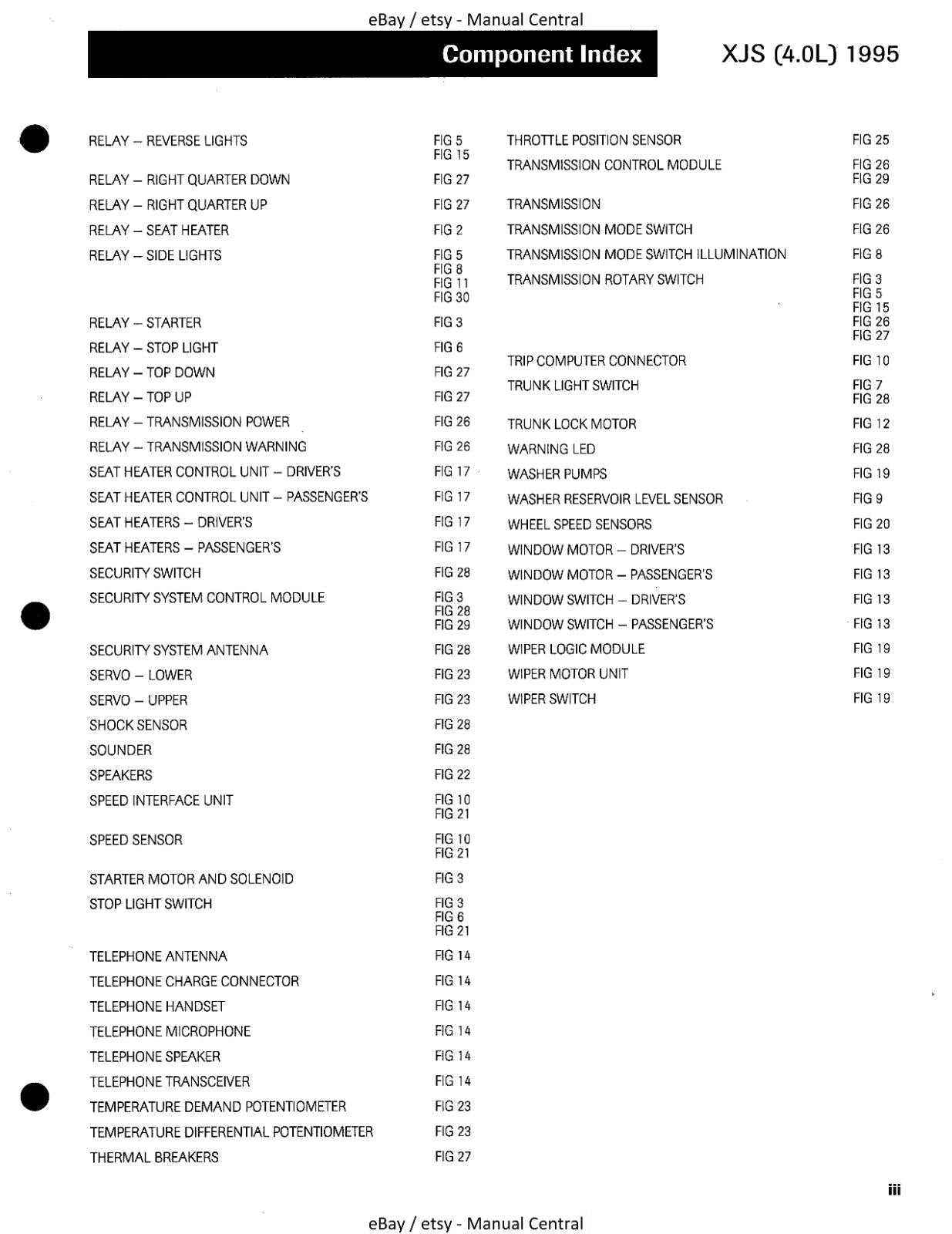 JAGUAR XJS 4.0L 1995 ELECTRICAL GUIDE - WIRING DIAGRAMS - CIRCUIT DIAGRAMS