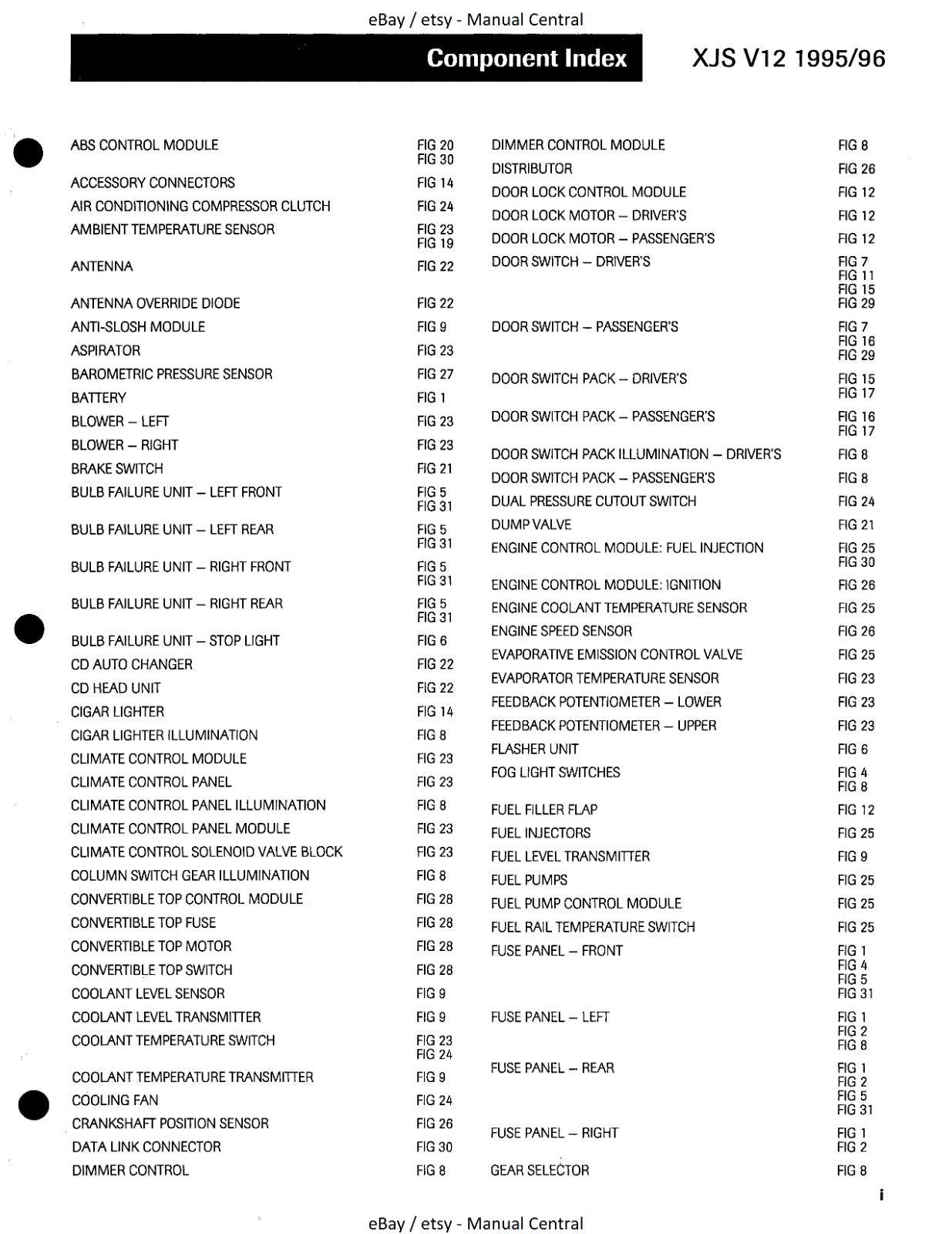 JAGUAR XJS V12 1995-1996 ELECTRICAL GUIDE - WIRING DIAGRAMS - CIRCUIT DIAGRAMS