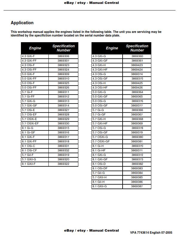VOLVO PENTA GXi OSi Gi Gil GXil OSXi - EFI REPAIR WORKSHOP MANUAL 2005