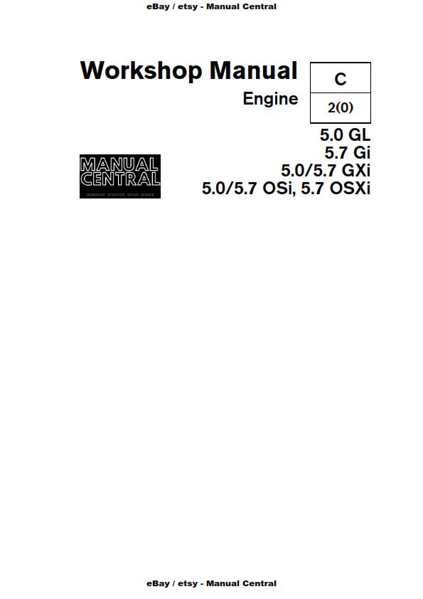 VOLVO PENTA 5.0 5.7 GL Gi GXi OSi OSXi  WORKSHOP MANUAL REPRINTED 2007
