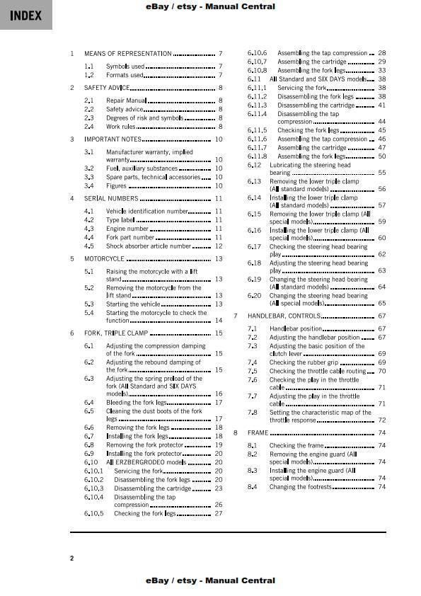 KTM 2021 250 300, EXC TPI, SIX DAYS, XC-W,  ERZBERGRODED - WORKSHOP SERVICE