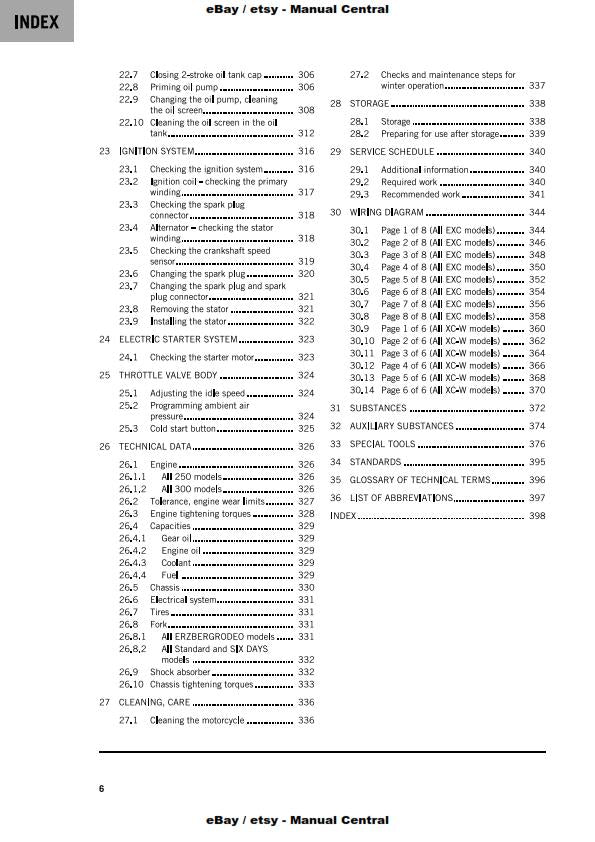 KTM 2021 250 300, EXC TPI, SIX DAYS, XC-W,  ERZBERGRODED - WORKSHOP SERVICE