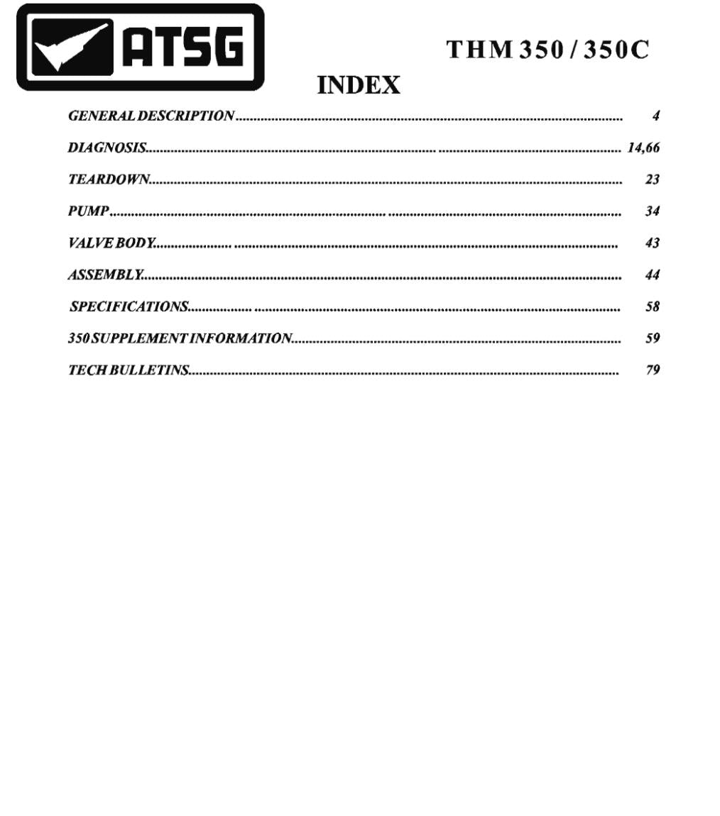 ATSG THM 350 350C AUTO TRANSMISSION OVERHAUL REPAIR SERVICE WORKSHOP MANUAL